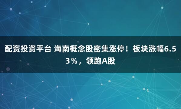 配资投资平台 海南概念股密集涨停!板块涨幅6.53%,领跑A股